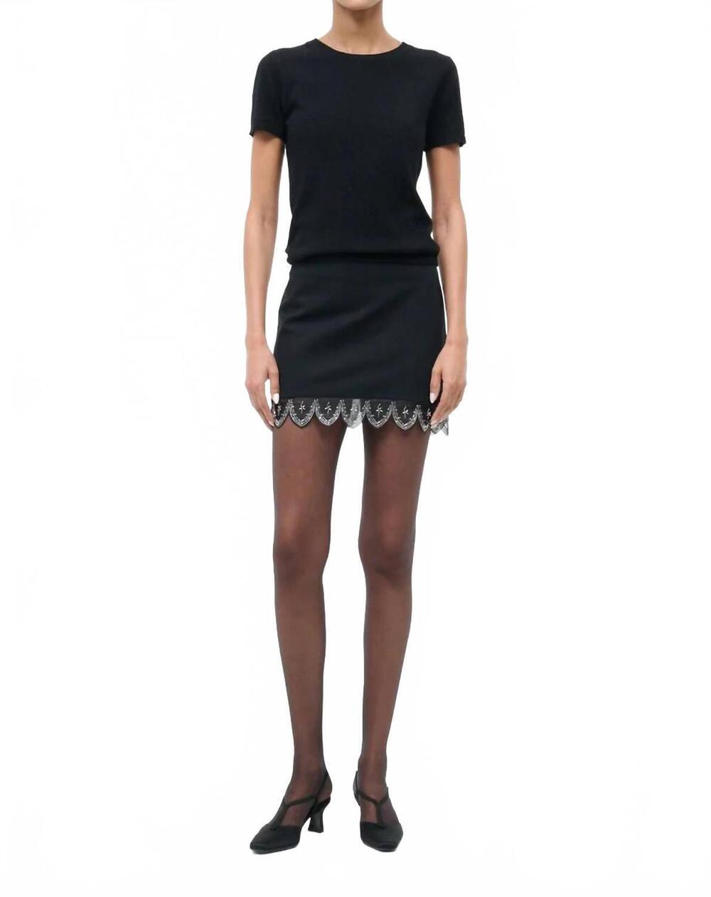NEW STAUD tiara mini skirt in black